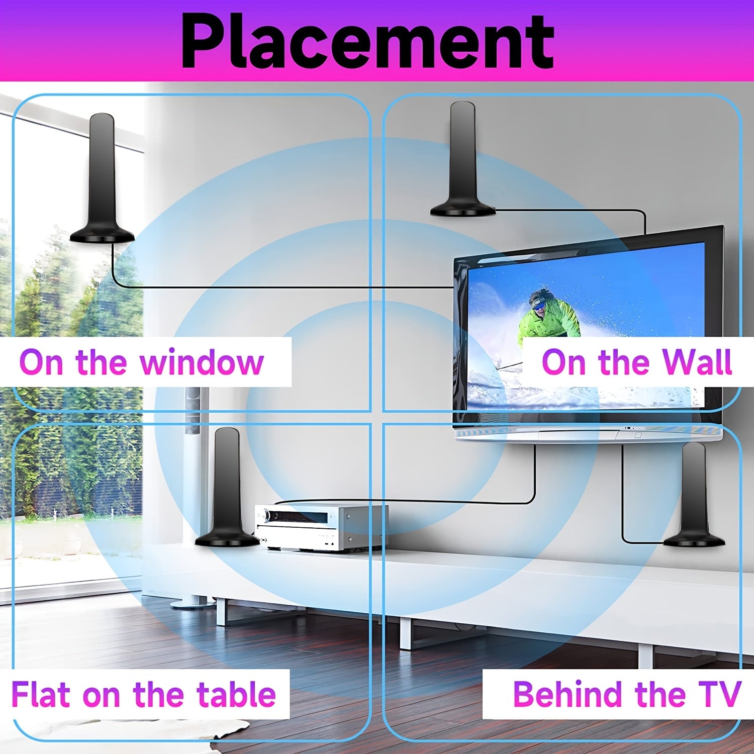 2025 yilda chiqarilgan ichki raqamli TV antennasi. 4K Full HD ni qo'llab-quvvatlaydi, USB orqali quvvatlanadi, 3.05m koaksial kabel kiritilgan. 5V kuchlanishda ishlaydi, aqlli va eski televizorlar bilan mos keladi. Zaryadlash talab qilinmaydi.
