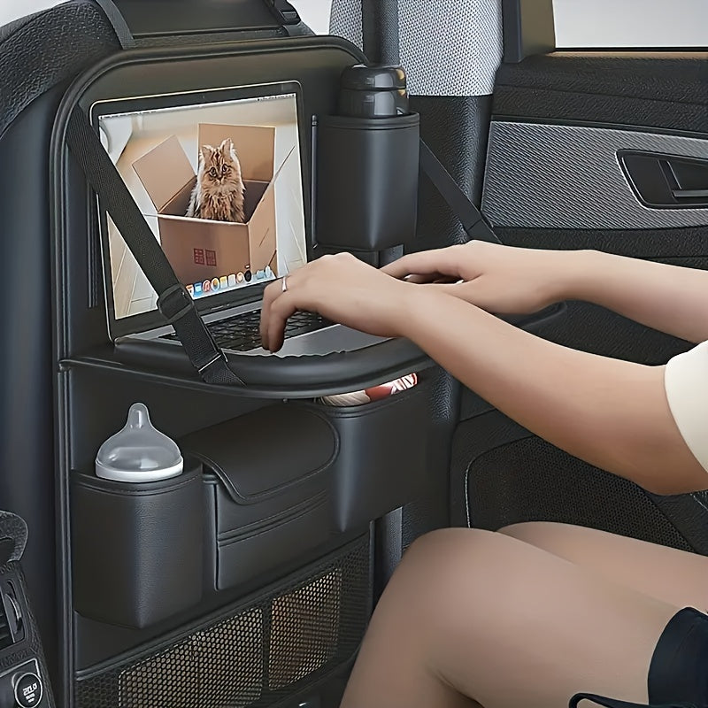 Универсальный органайзер для спинки автомобильного сиденья из искусственной кожи, черный, многофункциональное хранение