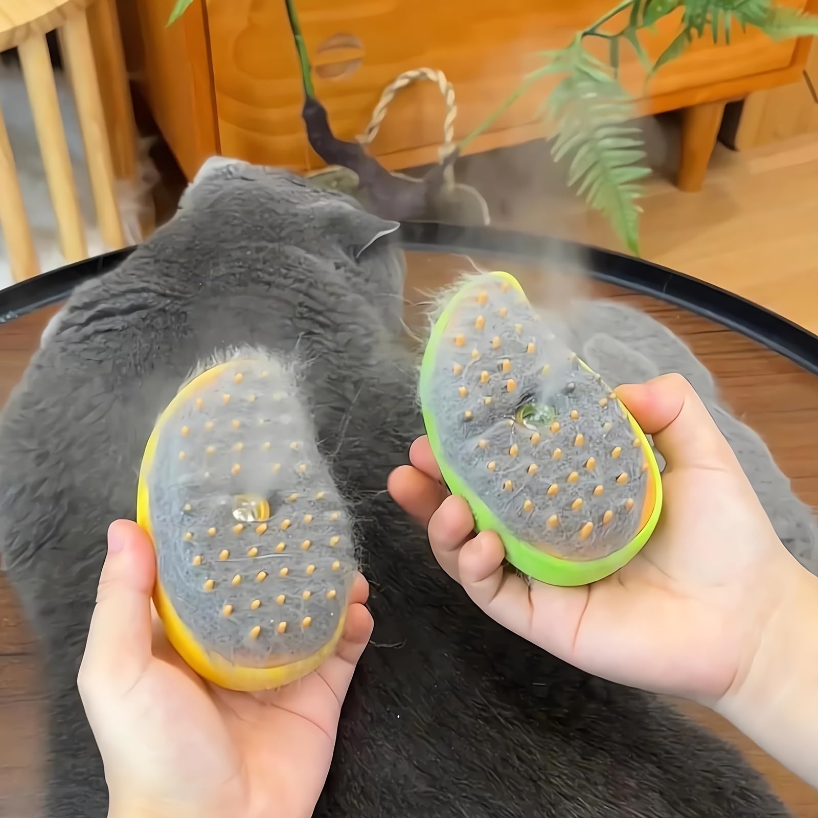 Self-Cleaning Cat and Dog Steam Grooming Brush Silicone Pet Hair Remover Massager