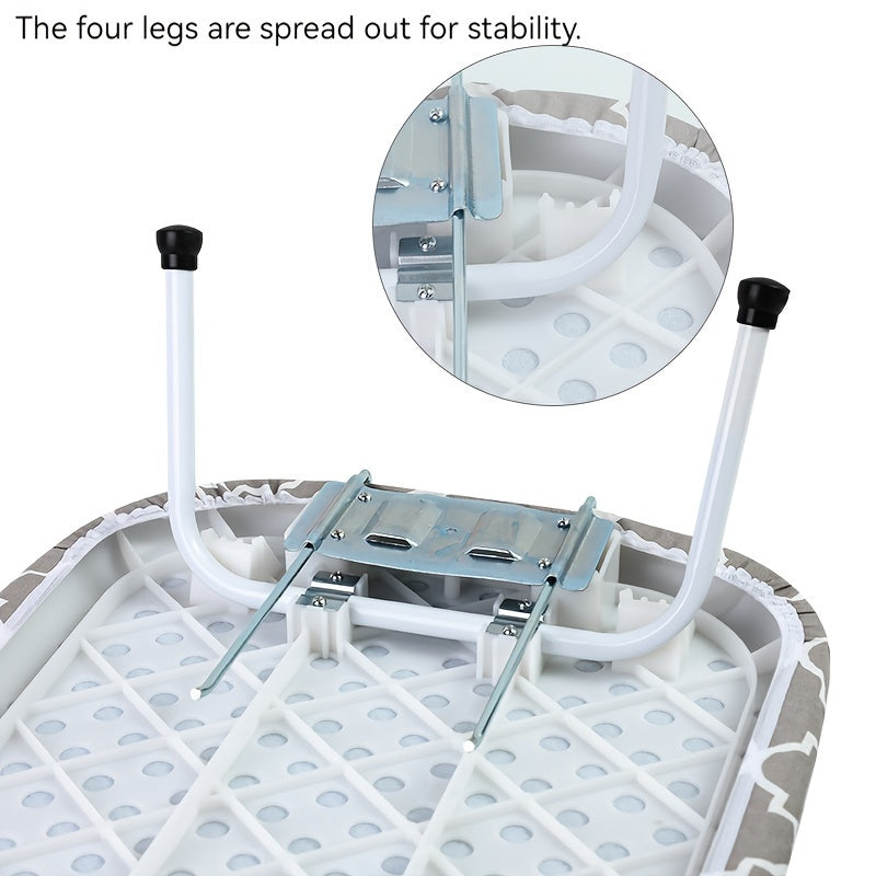 Adjustable Height Ironing Board with Foldable Legs and Removable Cover