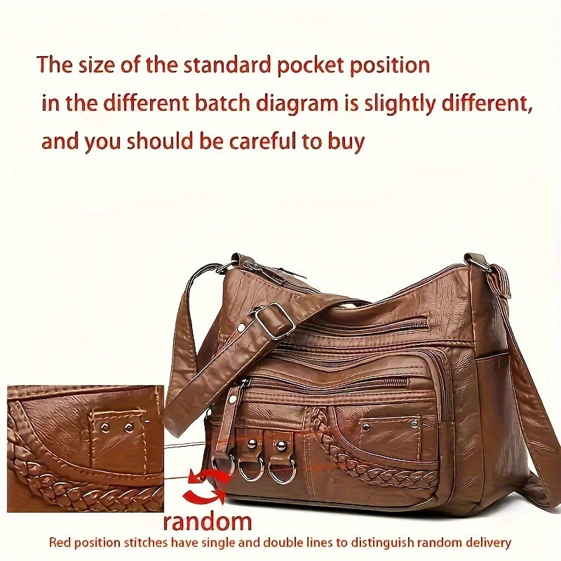 Black Crossbody Bag for Women with Zippers and Polyester Lining