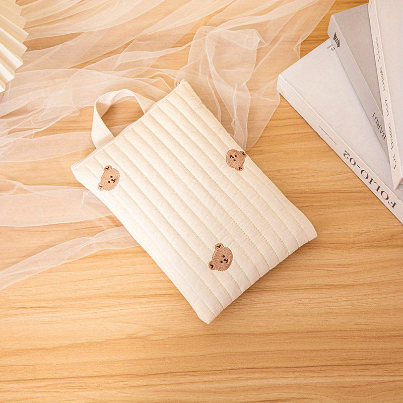 Quilted Cotton Tote Bag with Embroidery Diaper Wipe Storage Baby Stroller Accessory