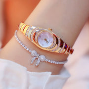 Women's Watch with Round Dial, Water Diamonds, Gold Quartz Movement