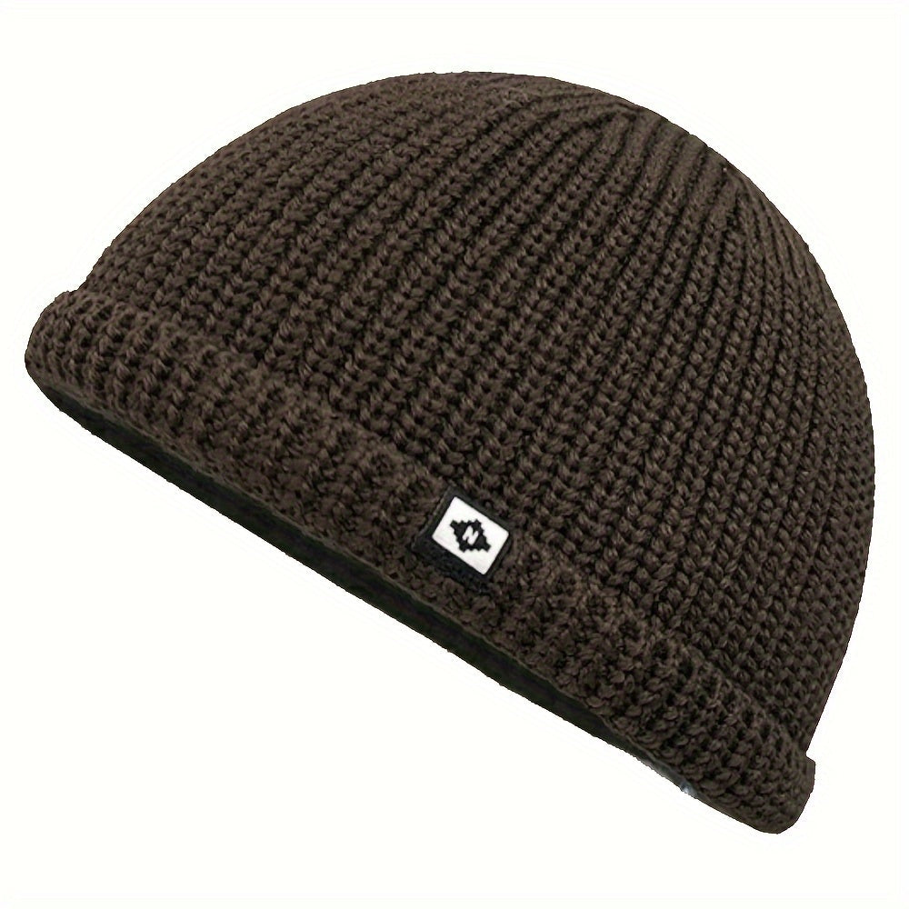 Bir parcha asosiy baliqchi beanie, jinsiga qarab bo'lmagan mustahkam rangli to'qilgan shlyapa, zamonaviy sovuqdan himoya qiluvchi bosh shlyapa, ayollar va erkaklar uchun ribbed beanie