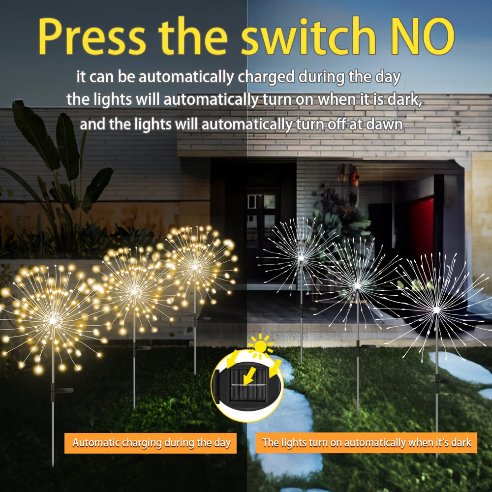 Solar LED Lights with 8 Modes Firework Style Outdoor Waterproof 200-350 Lumens