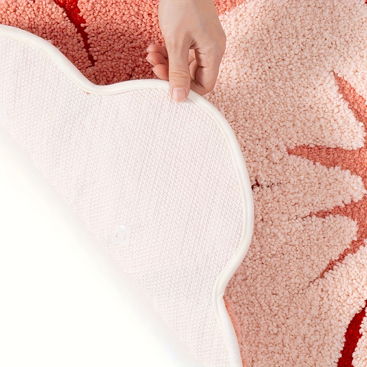 Ultra-Soft Faux Cashmere Bath Mat with Floral Pattern, Machine Washable, Bathroom Rug