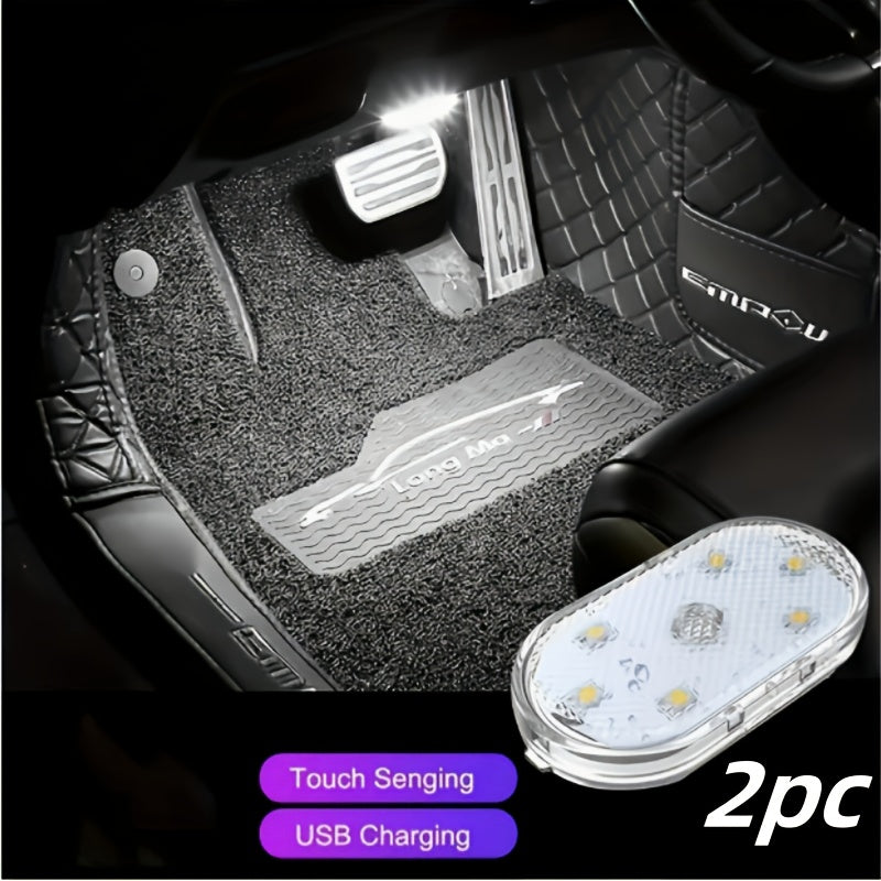 Car Interior Touch Lamp 2/4pcs LED Decorative Light USB Rechargeable