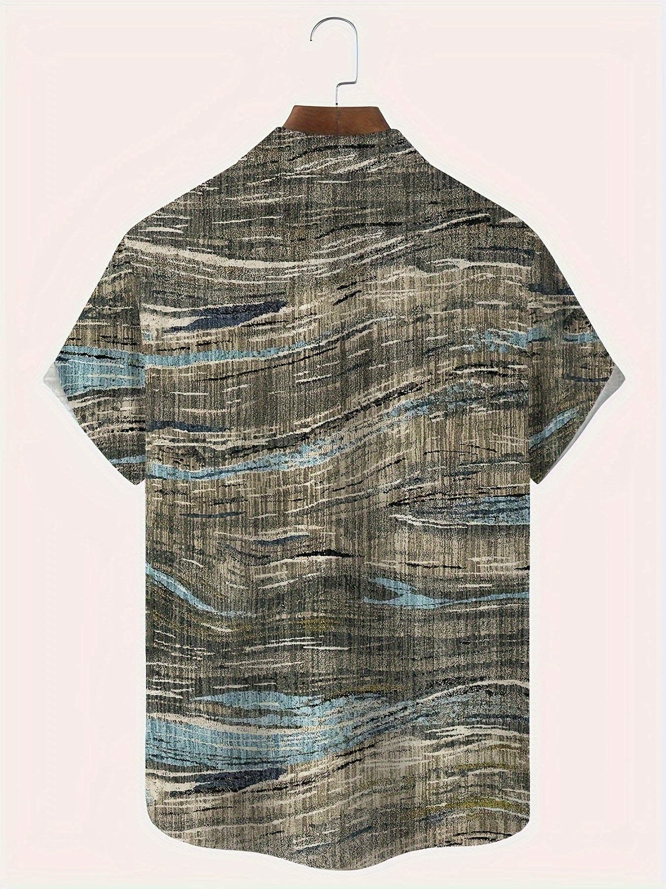 Vintage geometrik abstrakt san'at printi 3D raqamli erkaklar uchun katta o'lchamdagi qisqa yengli ko'ylak, cho'ntak bilan, 100% polyester cho'zilmaydigan mato, yengil yaka, tugma yopilishi, kattalar uchun oddiy moslik -