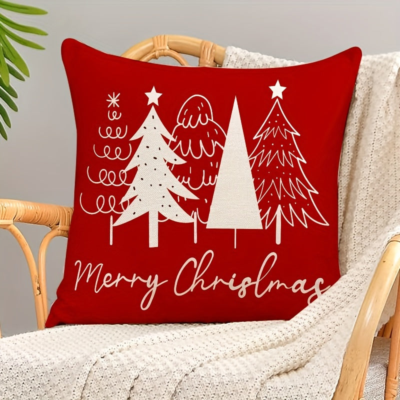 Qizil Rojdestvo yostiq qoplami 45.72x45.72cm yoki 30.48x50.8cm Zipperli Polyester bayram bezaklari