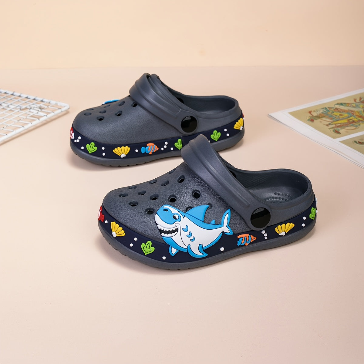 Kids EVA Clogs Lightweight Shark Beach Shoes for Boys and Girls