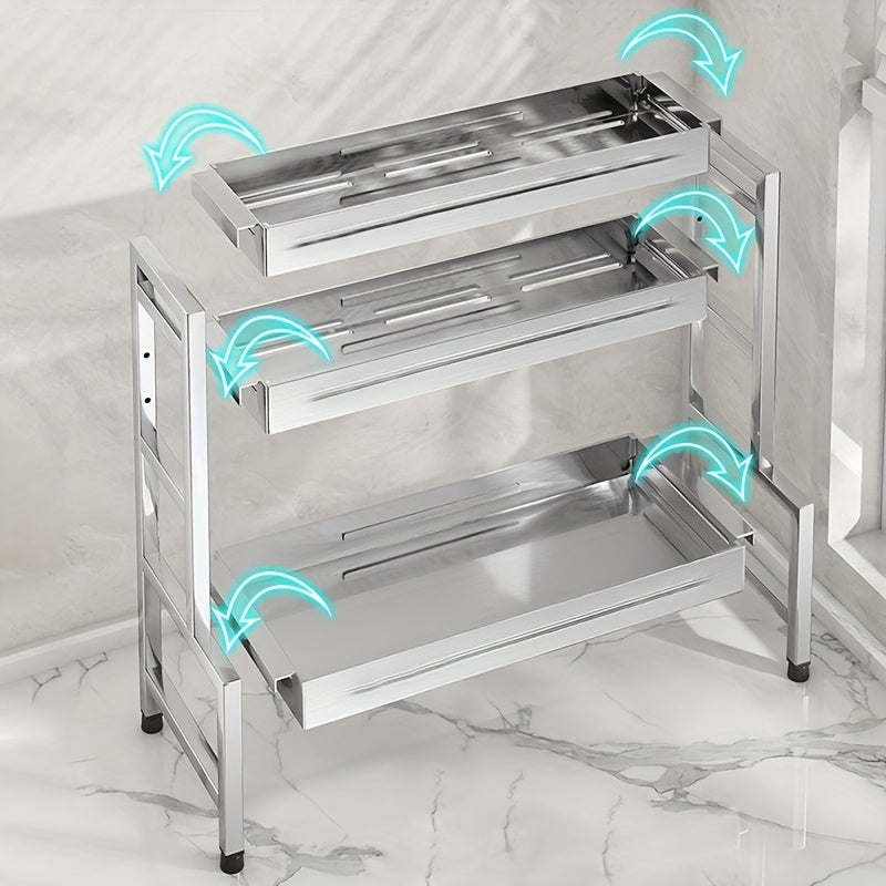 Organizador de estante de especias de acero inoxidable de múltiples niveles para almacenamiento en cocina y baño