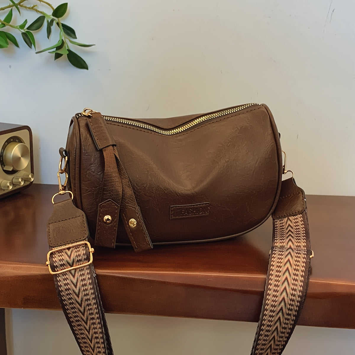 Vintage Boston Handbag with Large Capacity PU Retro Pillow Crossbody Zipper Closure