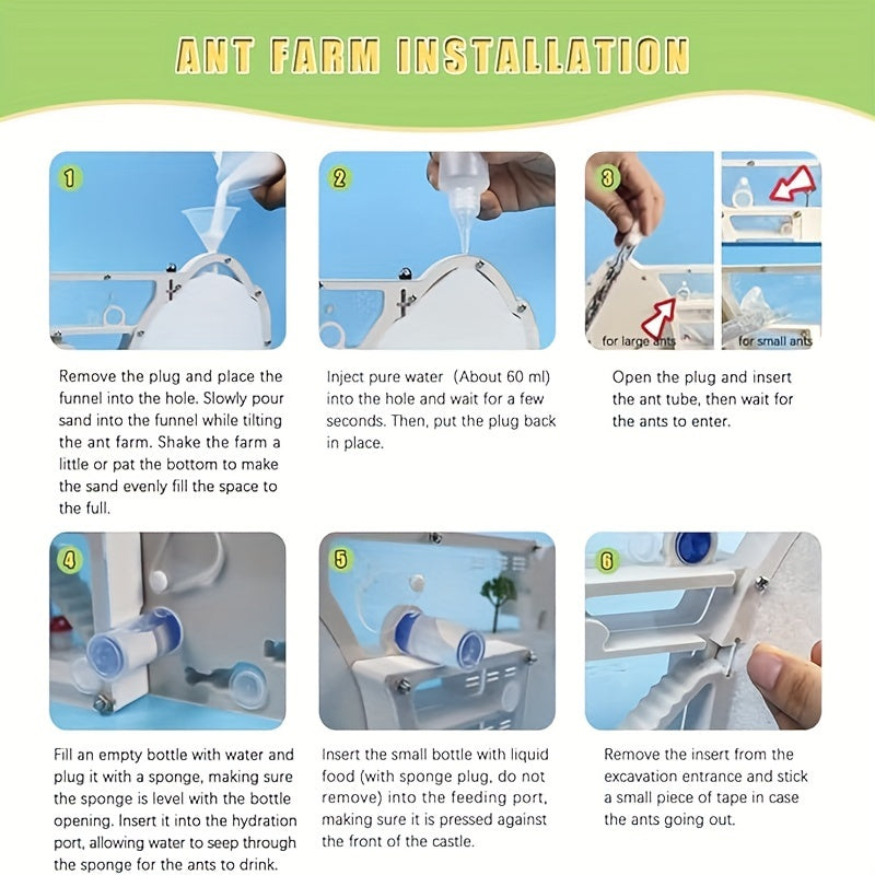 Large Plastic Sand Ant Farm Castle Educational Ant Habitat for Observation