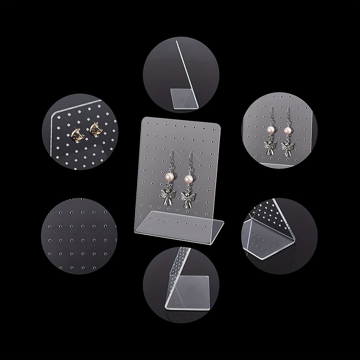 Organizador de pendientes de acrílico con 72 agujeros, caja compacta de almacenamiento de joyas
