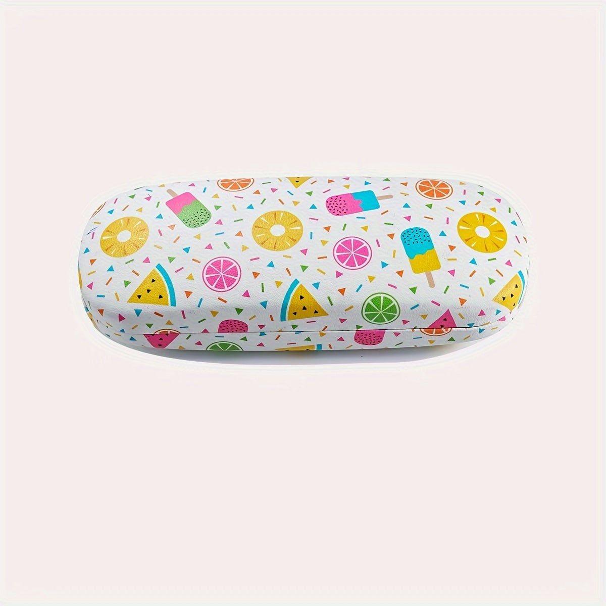 Hard Shell Portable Eyeglasses Case with Fruit Flower Design for Men and Women