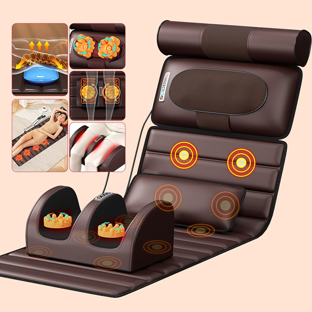 Full Body Massage Mat with 10 Vibrating Nodes Infrared Heat Adjustable Pillows Ergonomic Design
