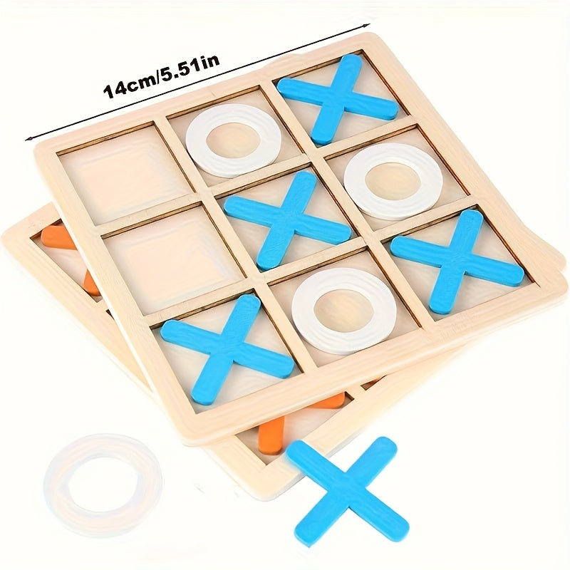 Маленький деревянный набор для игры в крестики-нолики и шахматы - веселая игра для детей, отличный подарок на день рождения для мальчиков и девочек, идеально подходит для подарков на вечеринках и праздничных угощений.