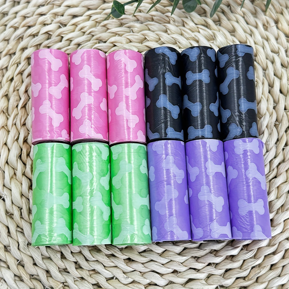 60-Pack Dog Waste Bags Leak-Proof Bone Print Easy-Tear Polyethylene Outdoor Cleanup