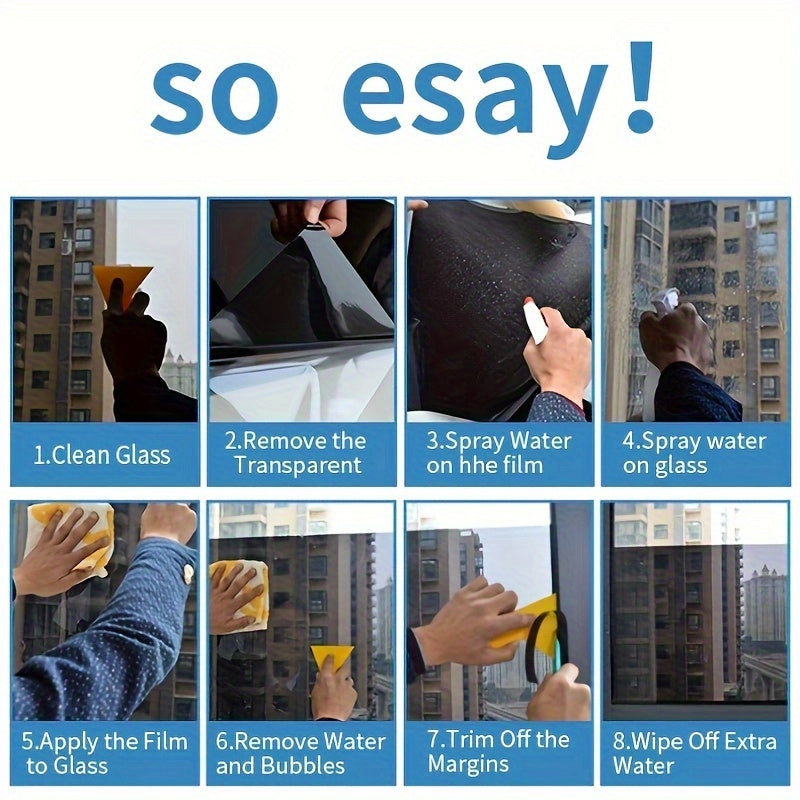 Silver Glass Insulation Film for Sunrooms Peel and Stick UV Blocking Window Film 3Mil Thickness