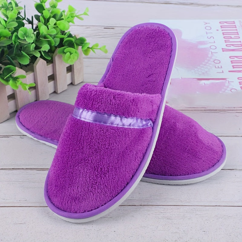 Unisex Coral Fleece Disposable Slippers Thick Warm Non-Slip for Home Travel