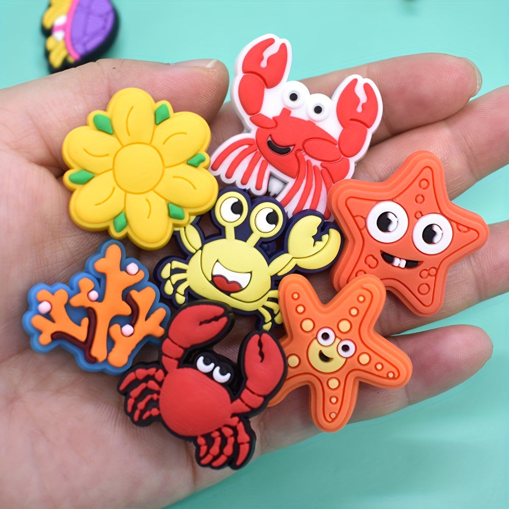16pcs Ocean Animal Shoe Charms Set for Clogs and Sandals Durable PVC