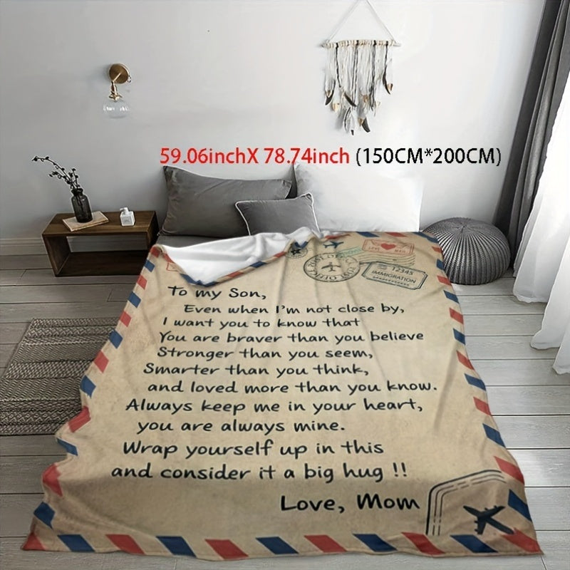 All-Season Flannel Throw Blanket for Couch Bed Travel with Encouraging Messages