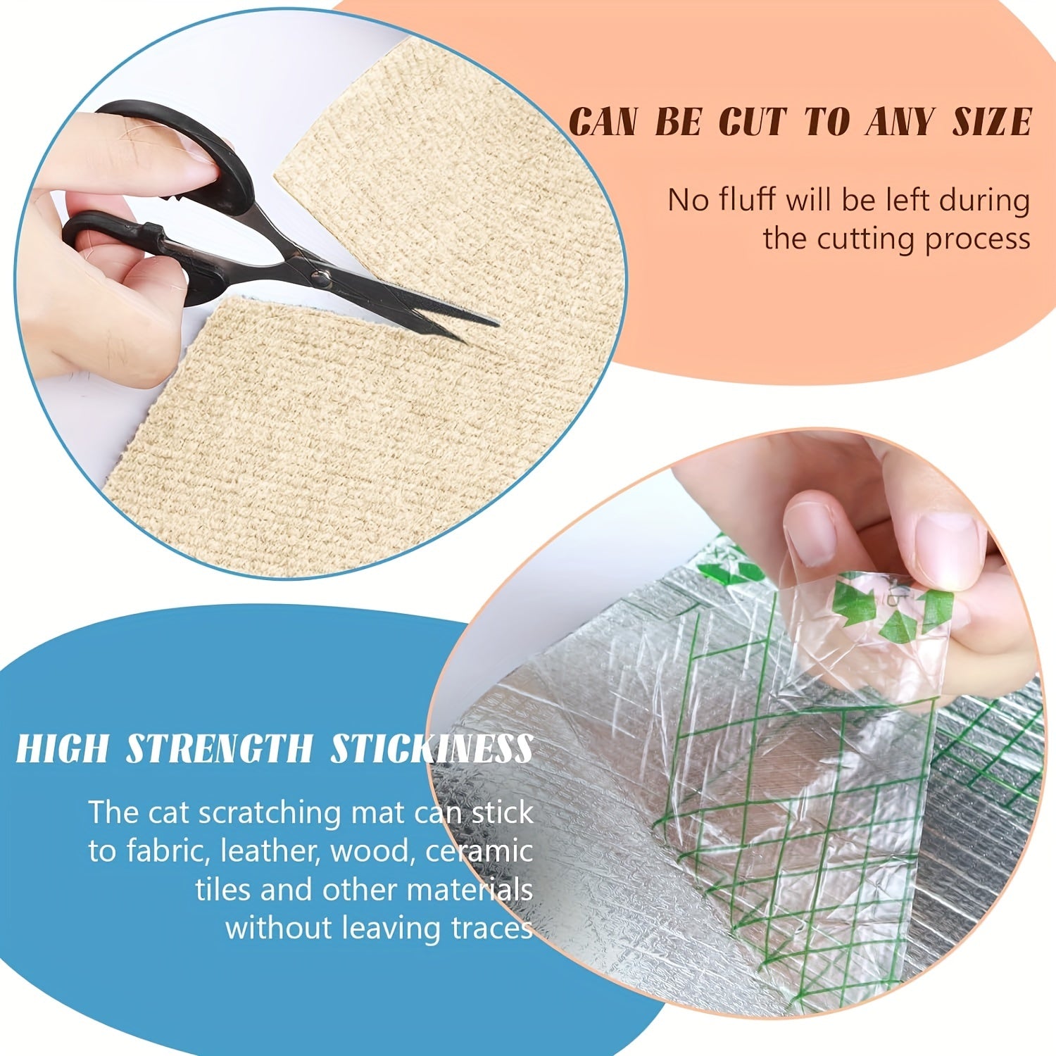 Polyester Cat Scratch Mat Easy to Apply Protects Furniture and Cat Trees