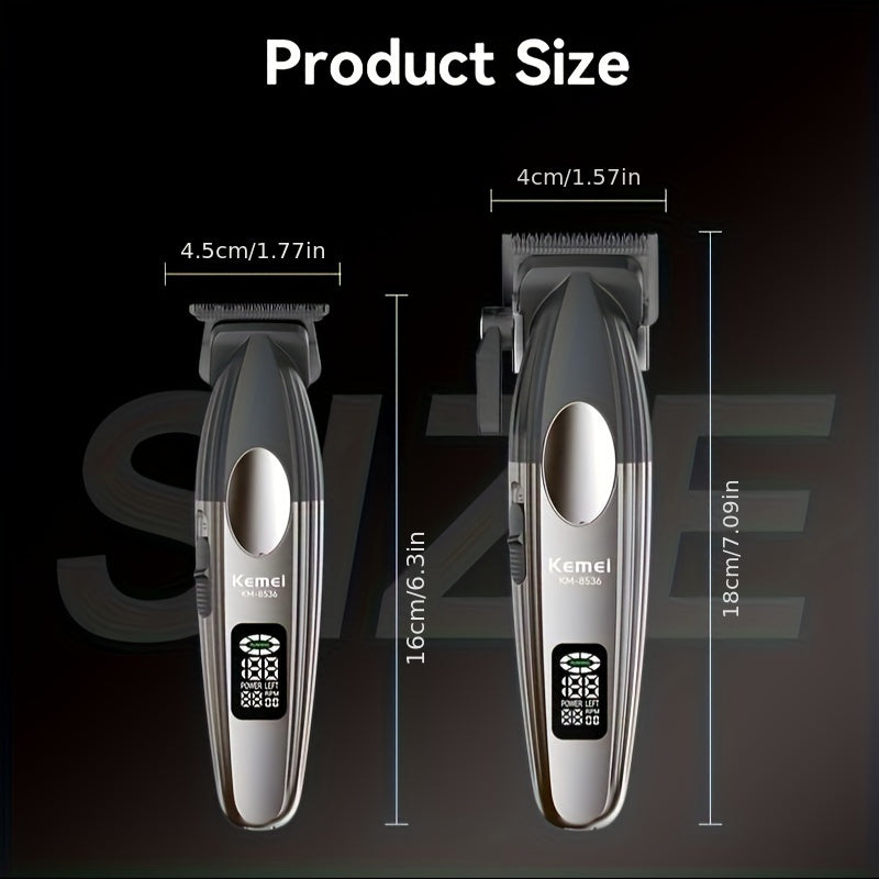 Electric Hair Clipper Set for Men High-Speed Motor LED LCD Display Metal Body
