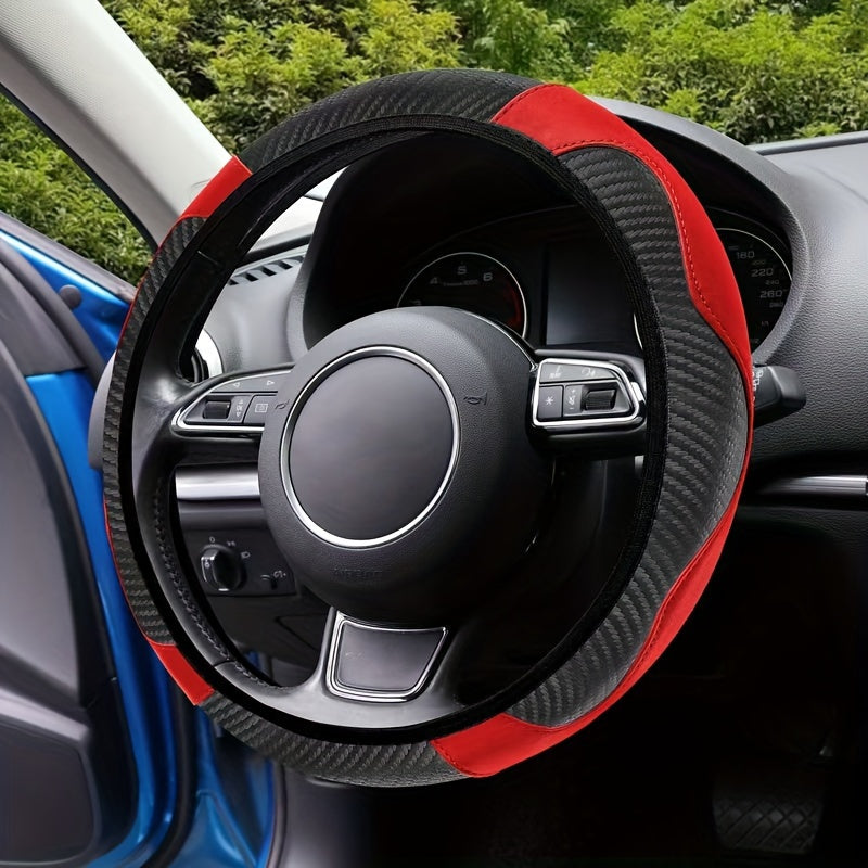 Universal karbon tolasi PU charm qoʻlqopli rul boshqacha yopishqoqsiz 38.1 sm