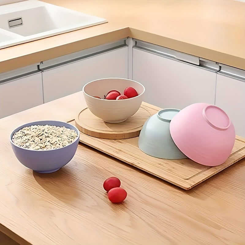 4-Pack Plastic Bowls Set Drop-Proof Non-Stick Food Storage Dishes