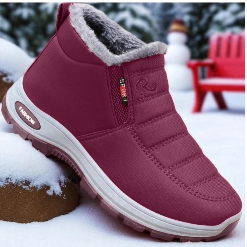 All-Season Thermal Insulated Slip-On Shoes for Men and Women Beige Winter Boots