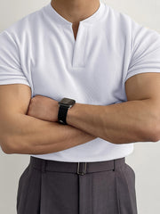 Men's Athletic V-Neck T-Shirt Breathable Slim Fit Polyester for Running Training