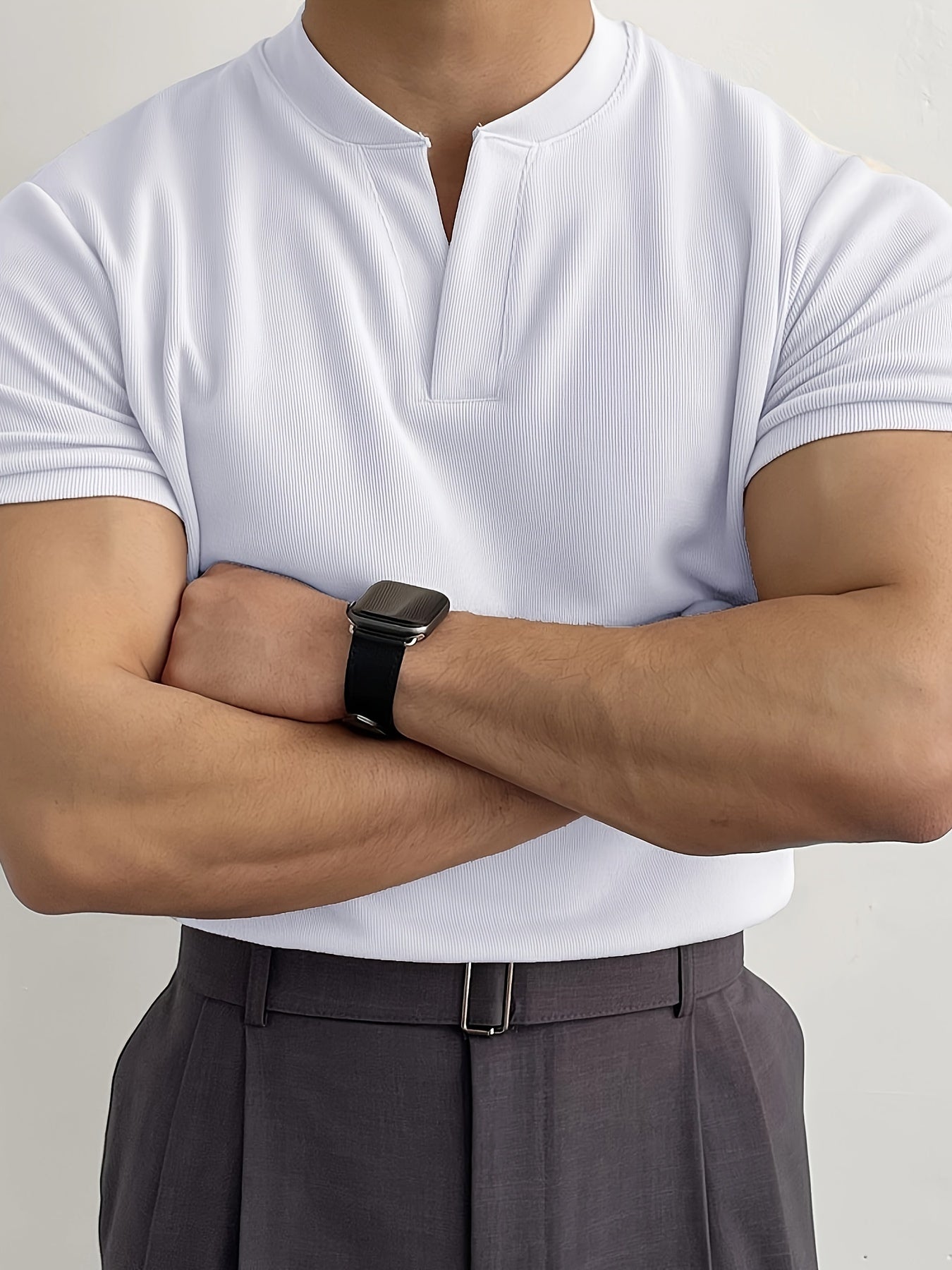 Men's Athletic V-Neck T-Shirt Breathable Slim Fit Polyester for Running Training