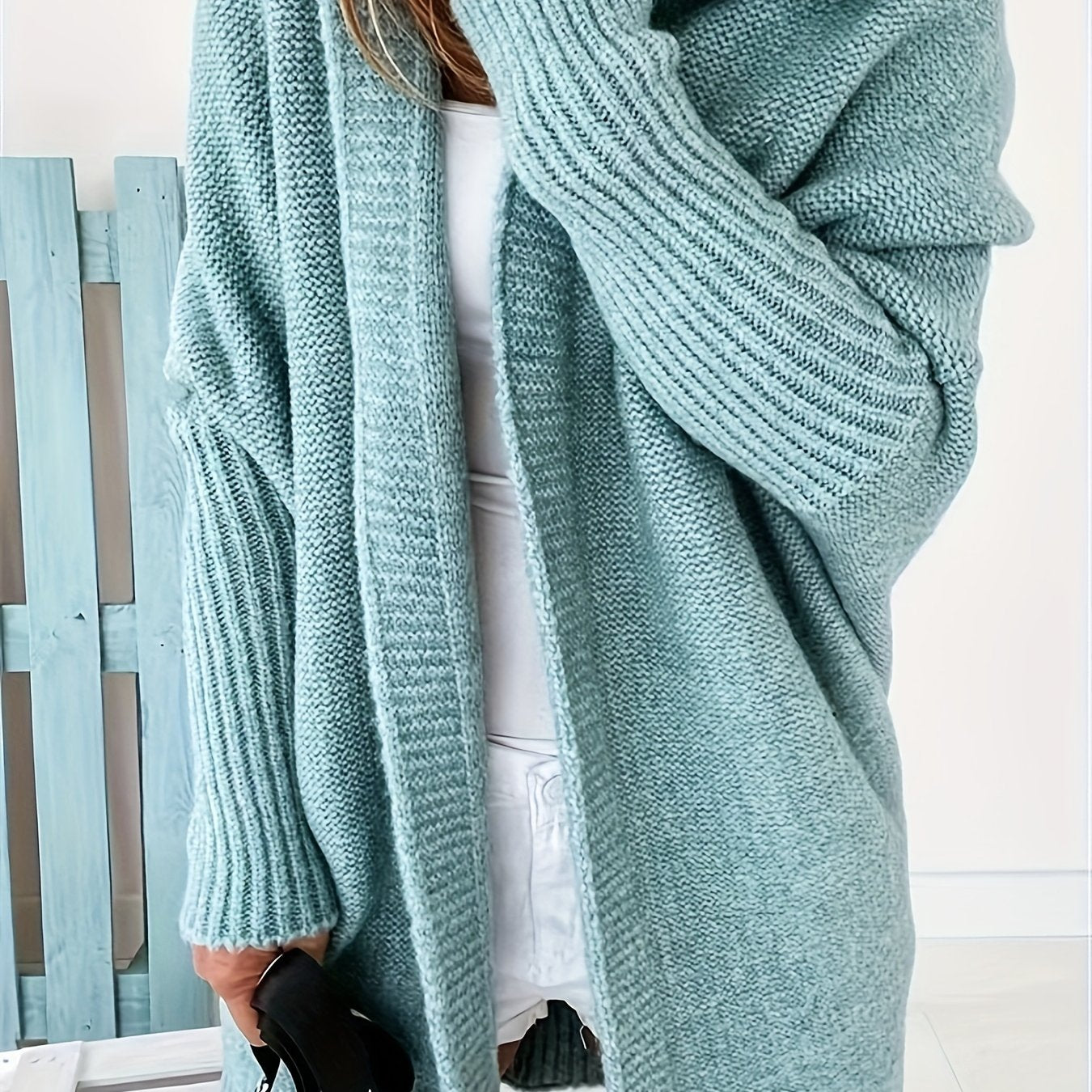 Plus Size Knitted Cardigan Polyester Casual Fall Winter Solid Color