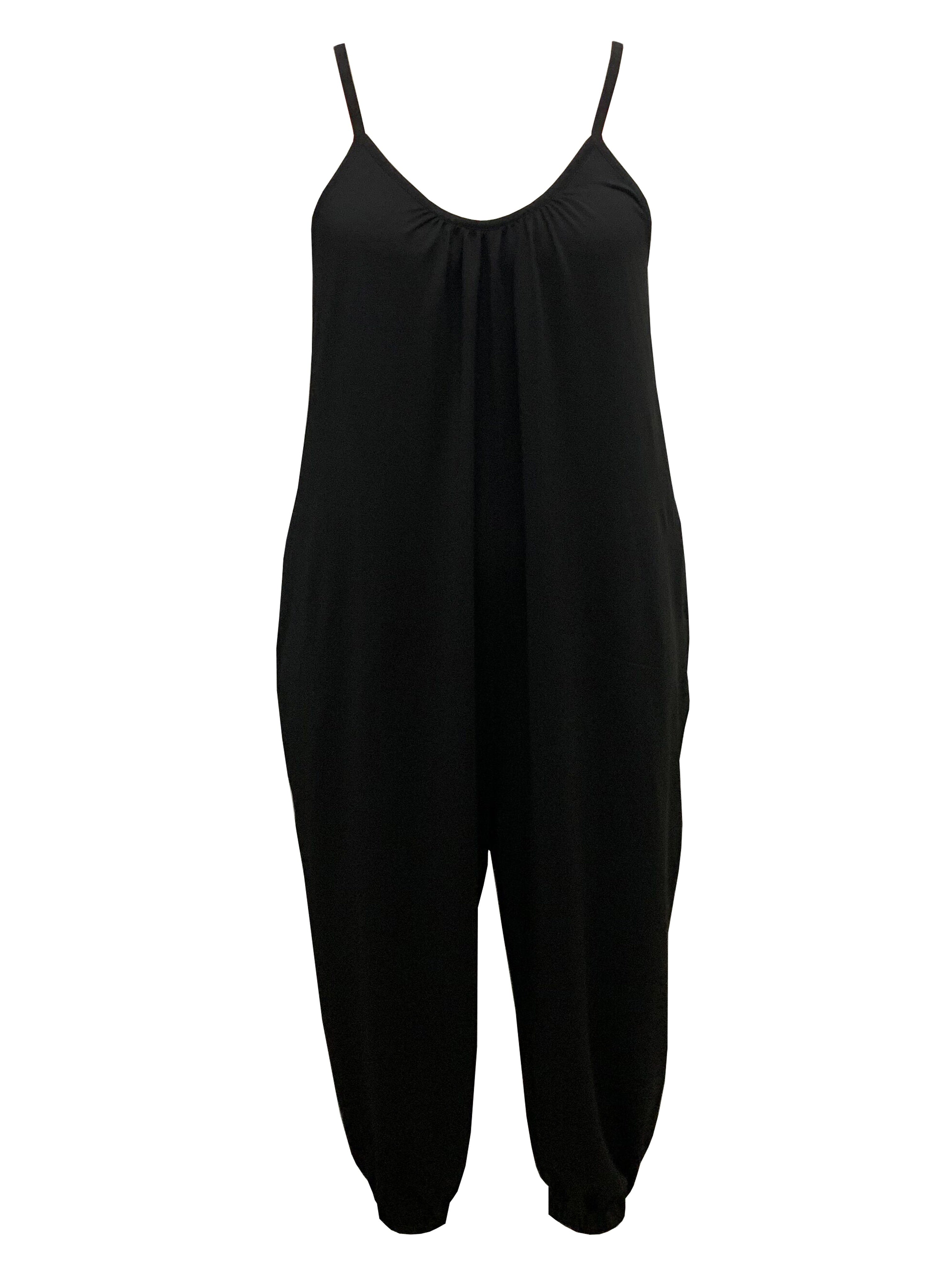 Plus Size Women's Sleeveless Ruched Jumpsuit Casual Pockets Clothing