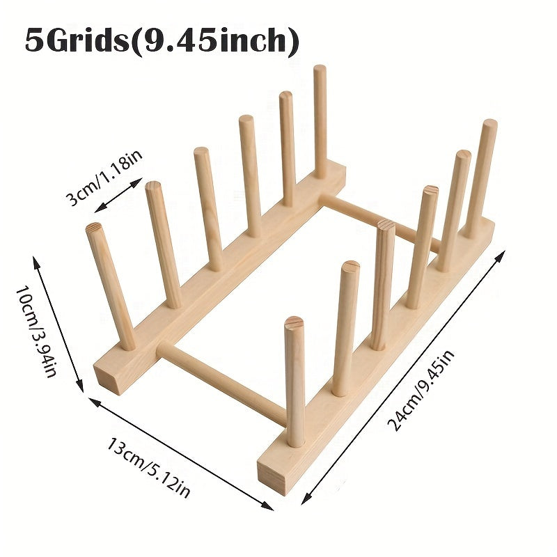 Wooden Kitchen Plate Rack Organizer for Dishes Bowls Cups and Lids
