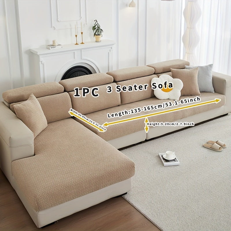 Серый флисовый чехол для дивана, подходящий для всех сезонов, эластичный и защитный для домашнего использования.