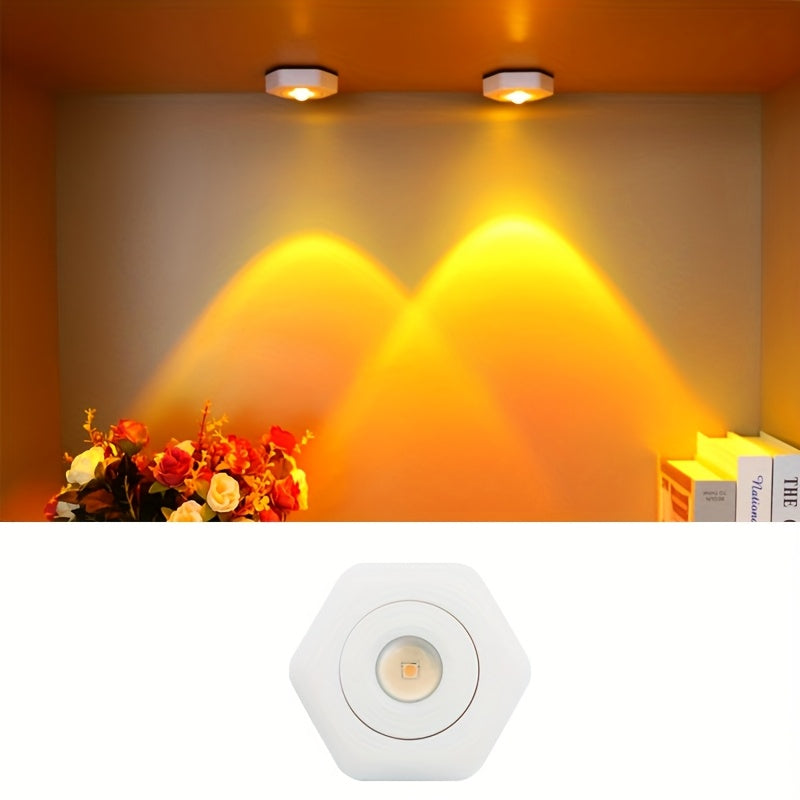 Lámpara de atardecer LED con diseño hexagonal, brillo de dos niveles, alimentada por batería para dormitorio, sala de estar, fotografía