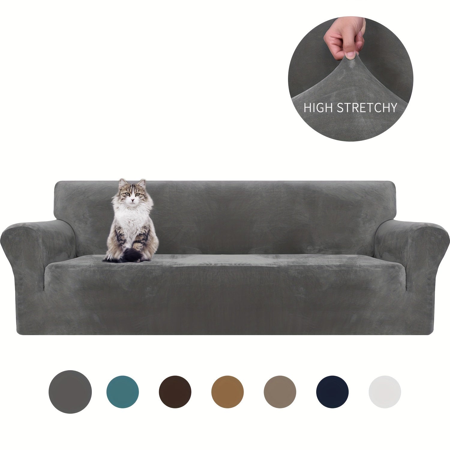 Velvet Sofa Cover Elastic Bottom All Seasons Pet Scratch Protection