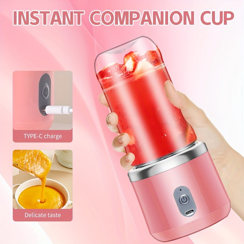 Portable USB Rechargeable Blender 13.4oz Smoothie Maker with 6-Speed and 400mAh Battery