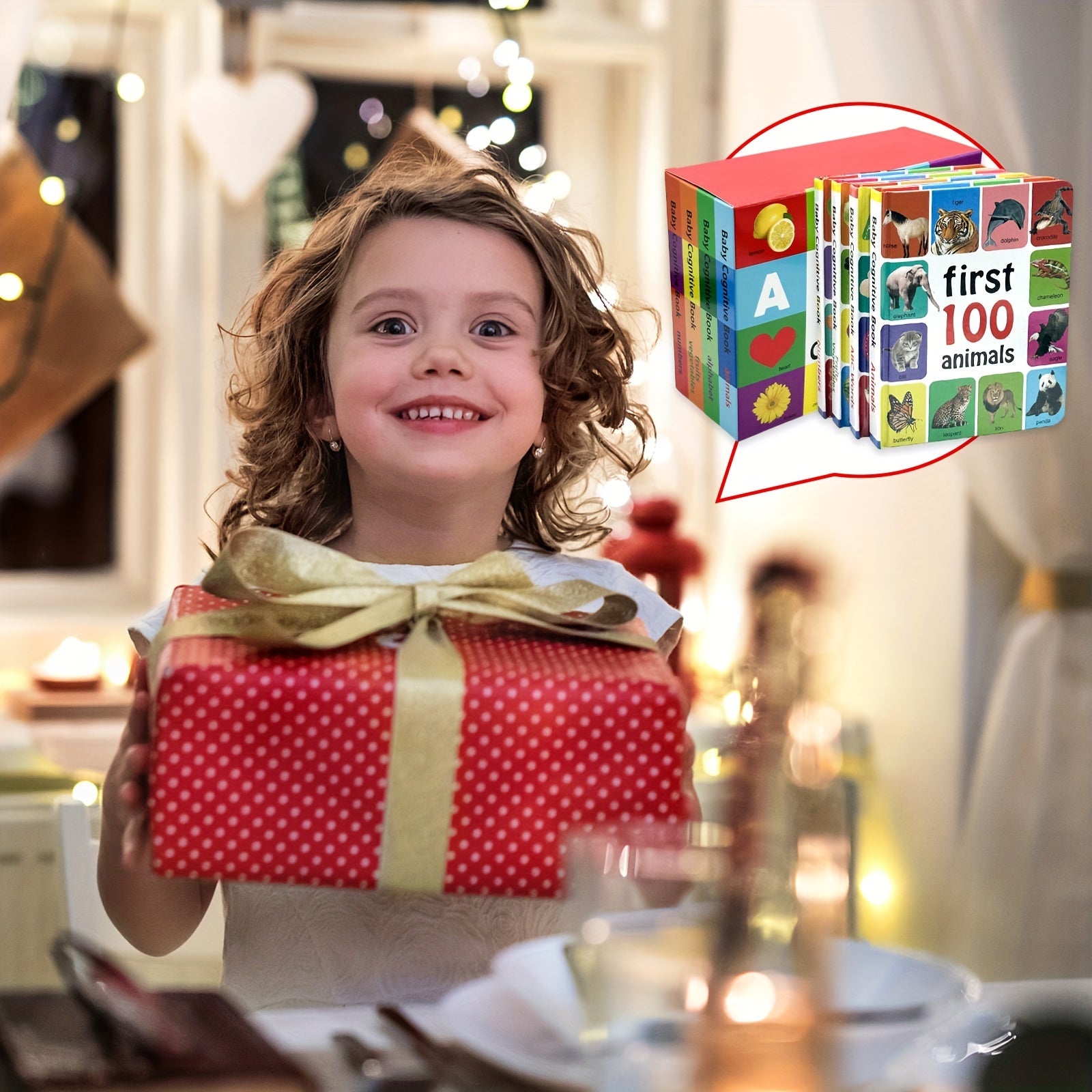 Primer conjunto de 4 libros cognitivos para bebés: los 100 mejores libros educativos para el aprendizaje infantil