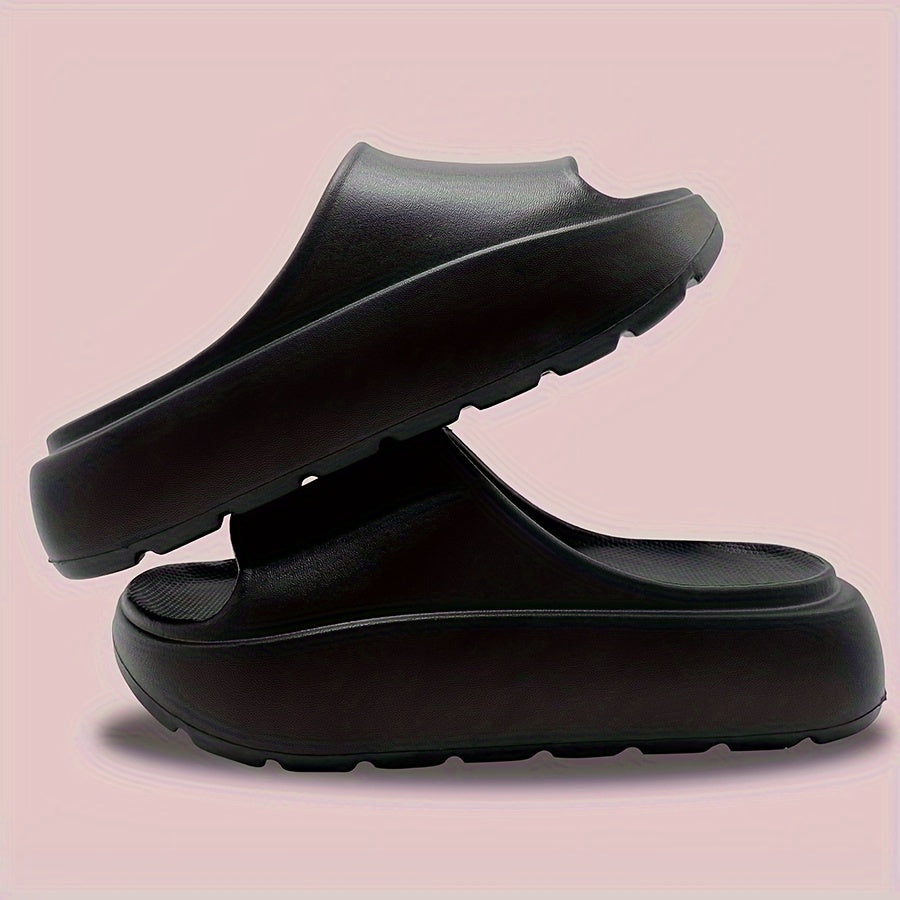 Women's Solid Color EVA Beach Slides with Wedge Platform and Soft Sole