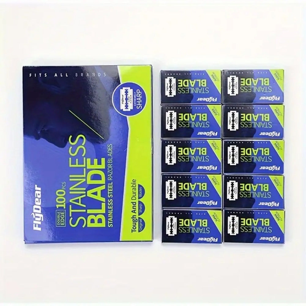 Male Grooming Stainless Steel Double Edge Razor Blades for Barbers, Safety Shaving, 10/20/40/100 Pack