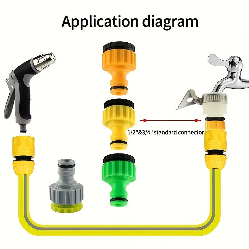 Набор из 6 соединителей для садовых шлангов и адаптеров для кранов 3/4 и 1/2 дюйма