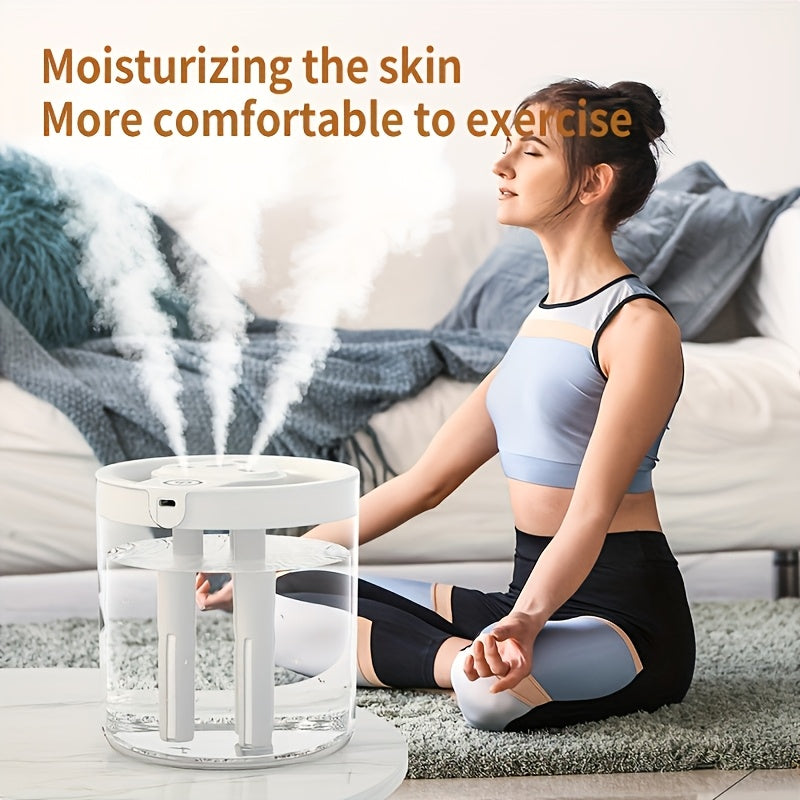 Compact USB Misting Humidifier for Bedroom Office Desktop Use with 3 Outlets