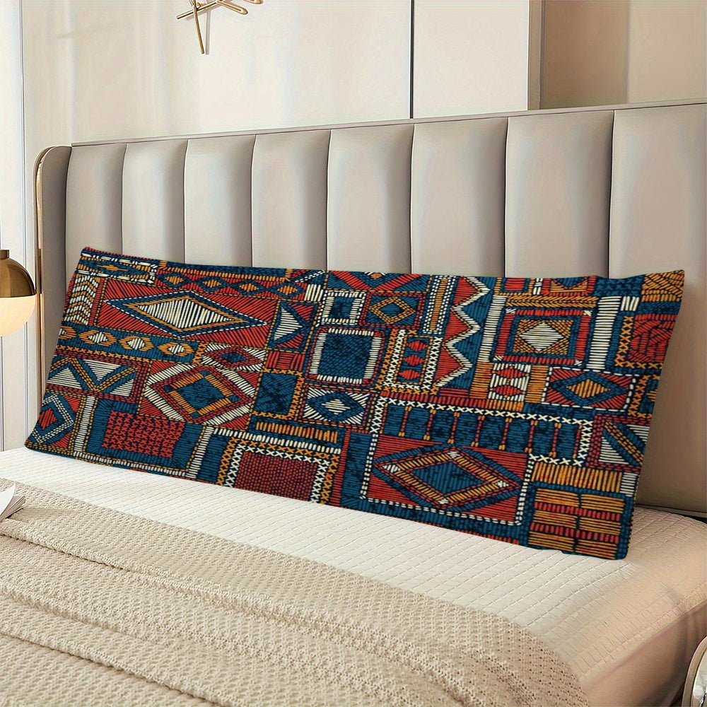 Patchwork uslubidagi ultra yumshoq, shilbirsiz polyester tana yostiq qoplami 50.8x137.2 sm Zipper yopilishi