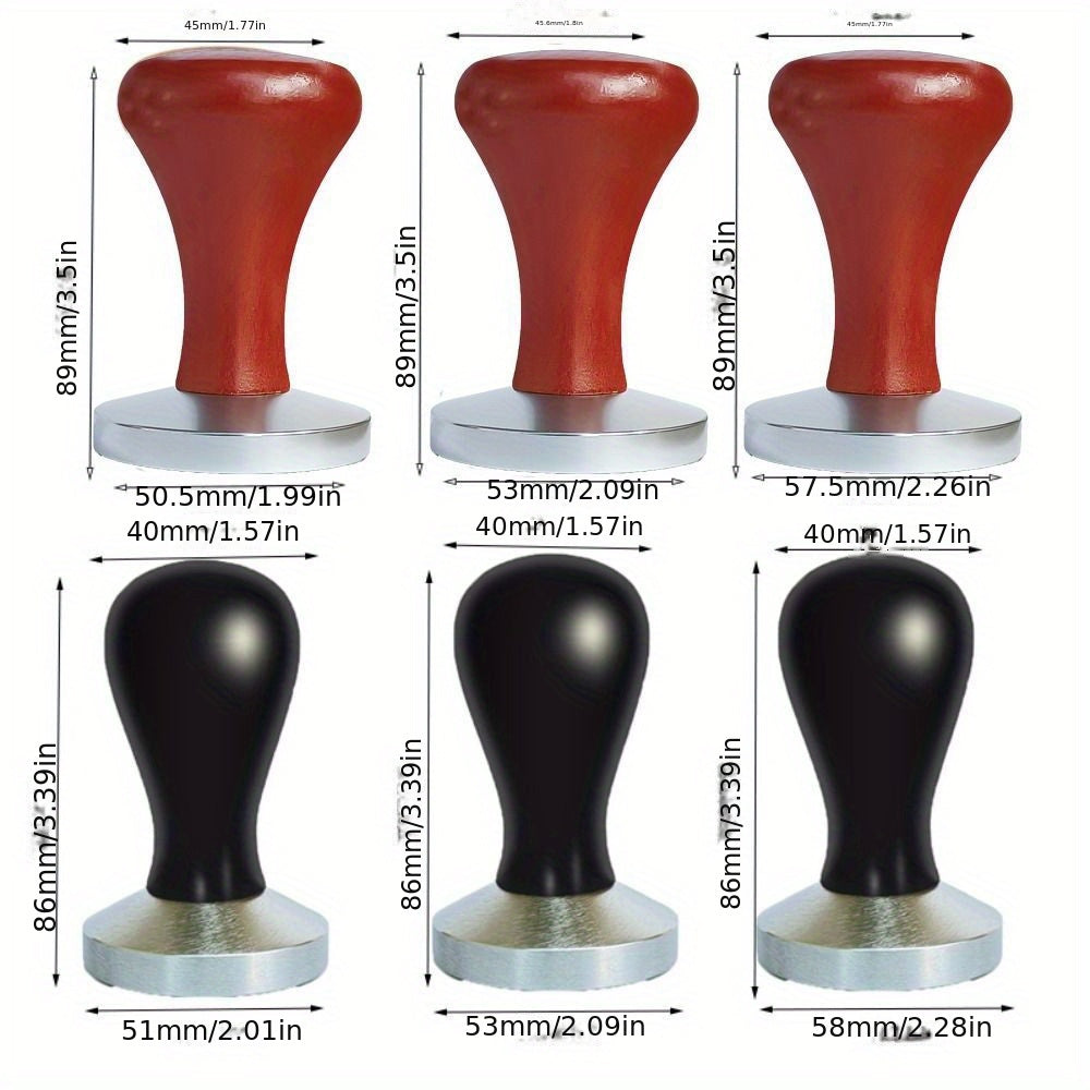 Manual Espresso Tamper Wooden Handle 51mm 53mm 58mm Leveler Tool