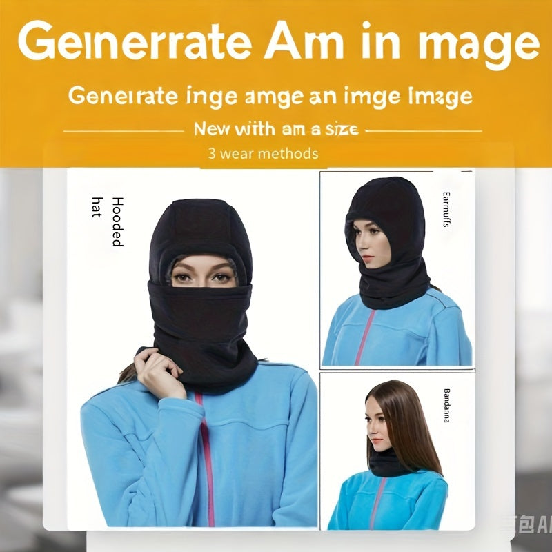 Winter Balaclava for Men Women 3-in-1 Fleece Face Mask with Ear Covers for Outdoor Activities
