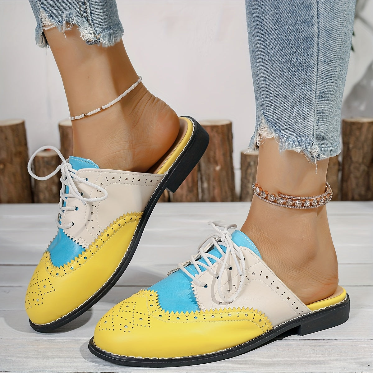 Women Summer Mules Comfortable Flat Shoes Casual Slip-On