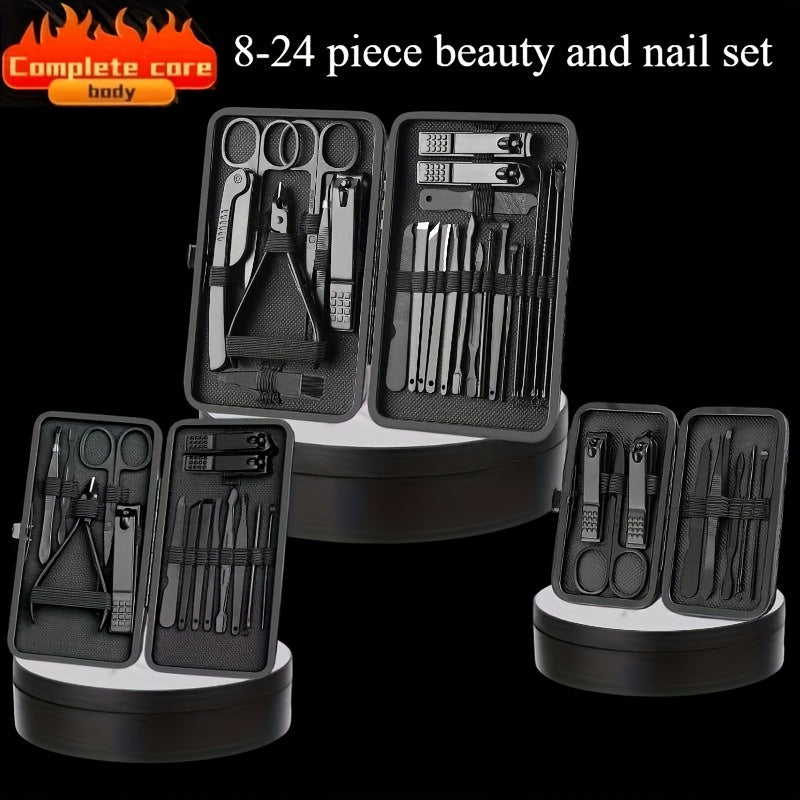 Professional Nail Clipper Set with Travel Case, 8/15/24 Pieces, Manicure Pedicure Tools